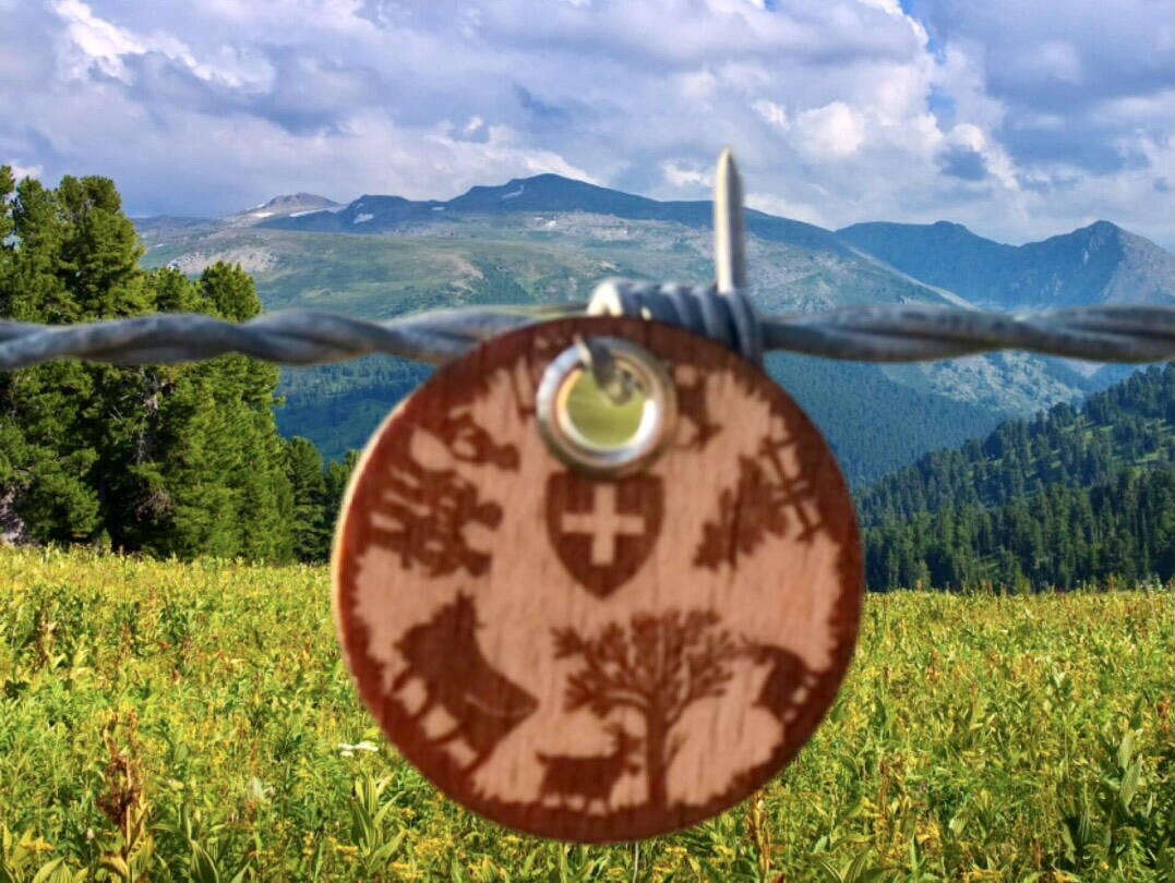 Hundehalsband Anhänger aus Holz "Eiger, Mönch, Jungfrau"