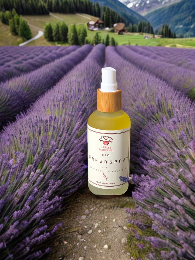 »Bio Lavendel Körperspray«,100 ml Glasflasche mit Holzdeckel
